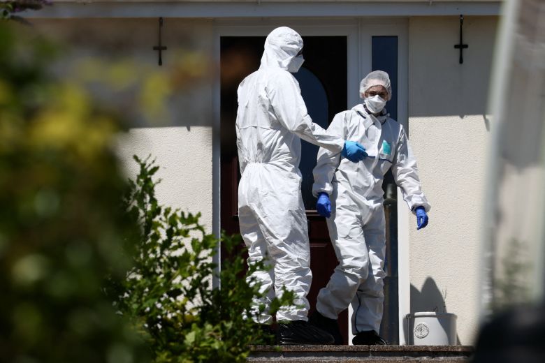 Members of the forensic team on site during a police investigation at the home of 78-year-old former government minister Ann Widdecombe after she was found dead, in Haytor, Britain, on July 11, 2026.