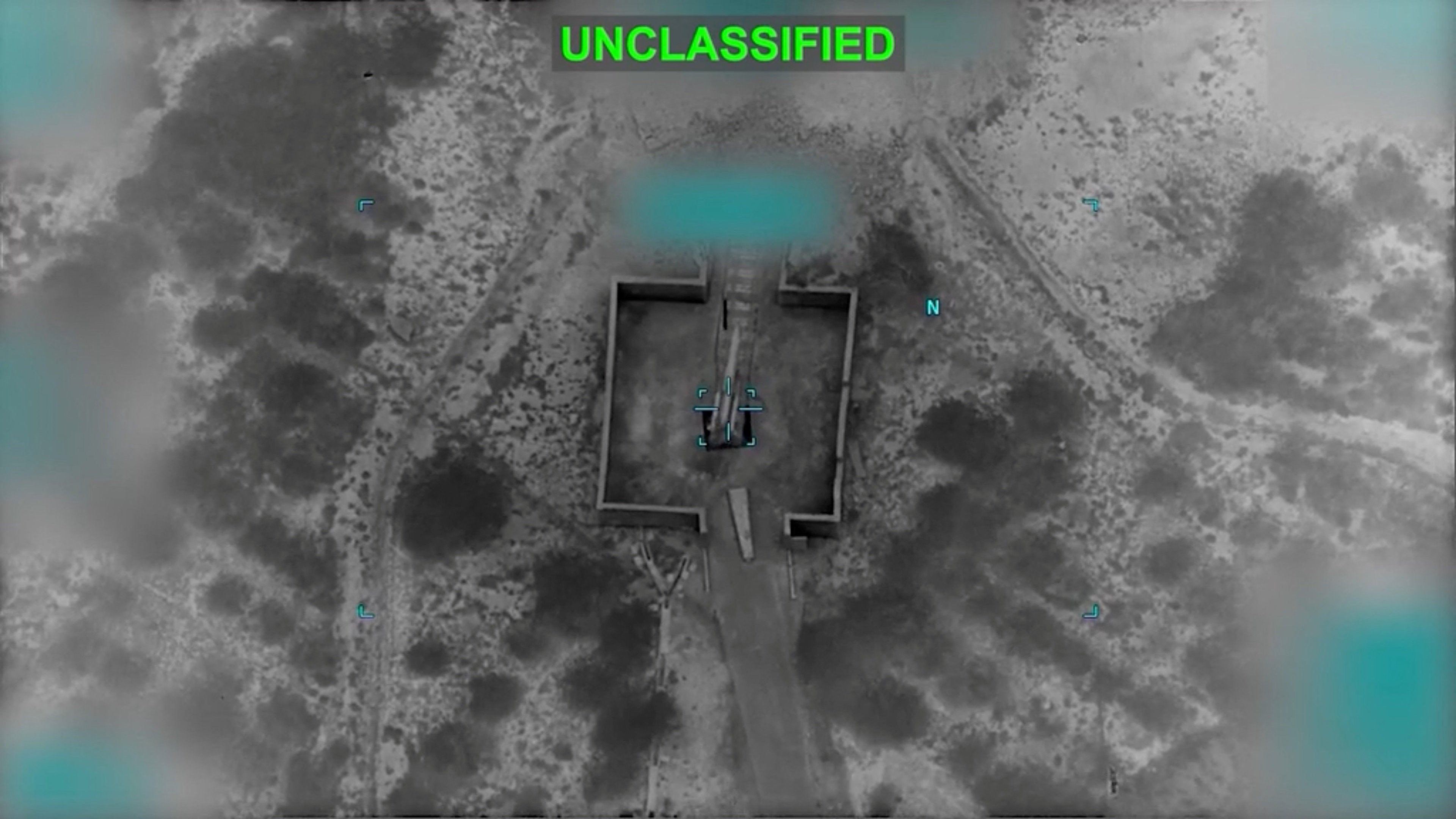 A projectile falls at an unknown location, following what US Central Command (CENTCOM) said were strikes on Iranian military targets, in this screen grab taken from a handout video released on Saturday