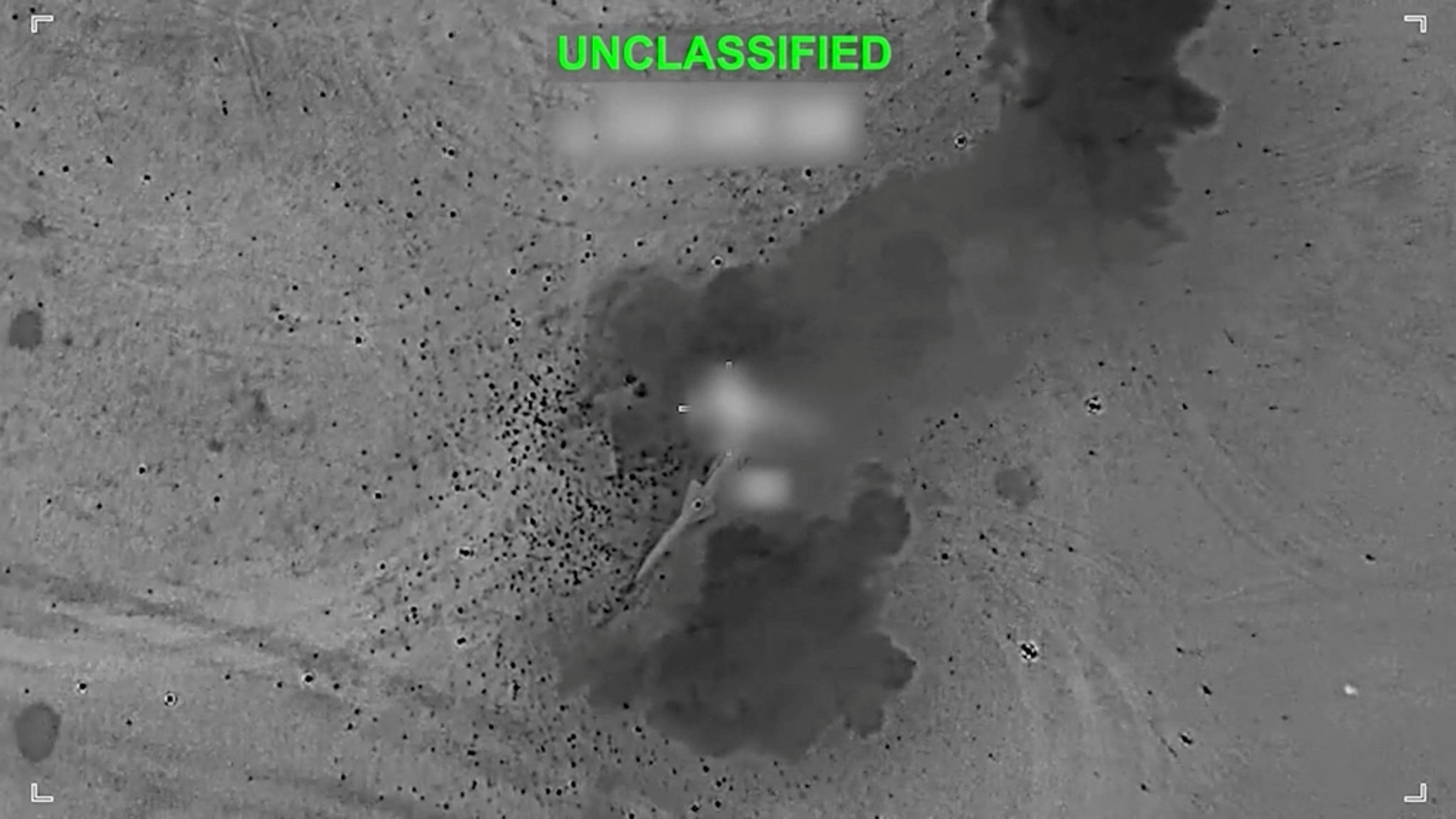 Smoke rises at an unknown location, following what US Central Command (CENTCOM) said were strikes on Iranian military targets