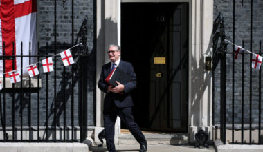 British PM Starmer on 10 Downing Street, in London