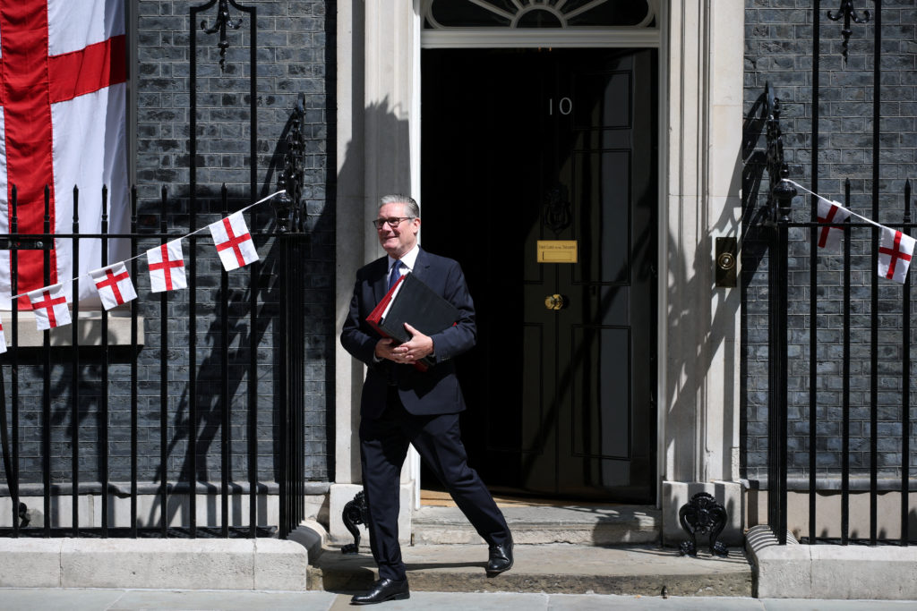 British PM Starmer on 10 Downing Street, in London