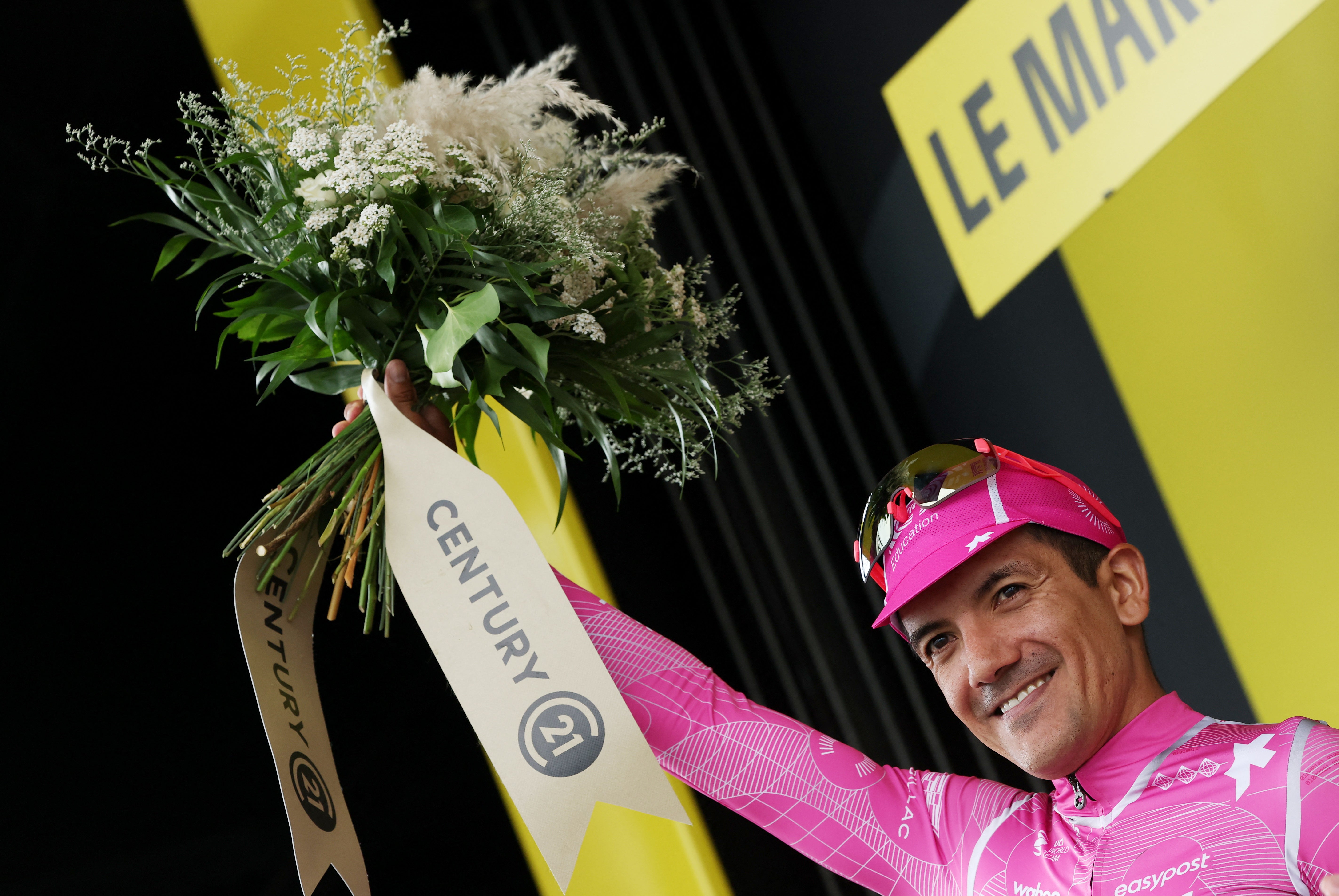 Carapaz won the most combative rider award on stage 14 but was denied a stage win by Pogacar