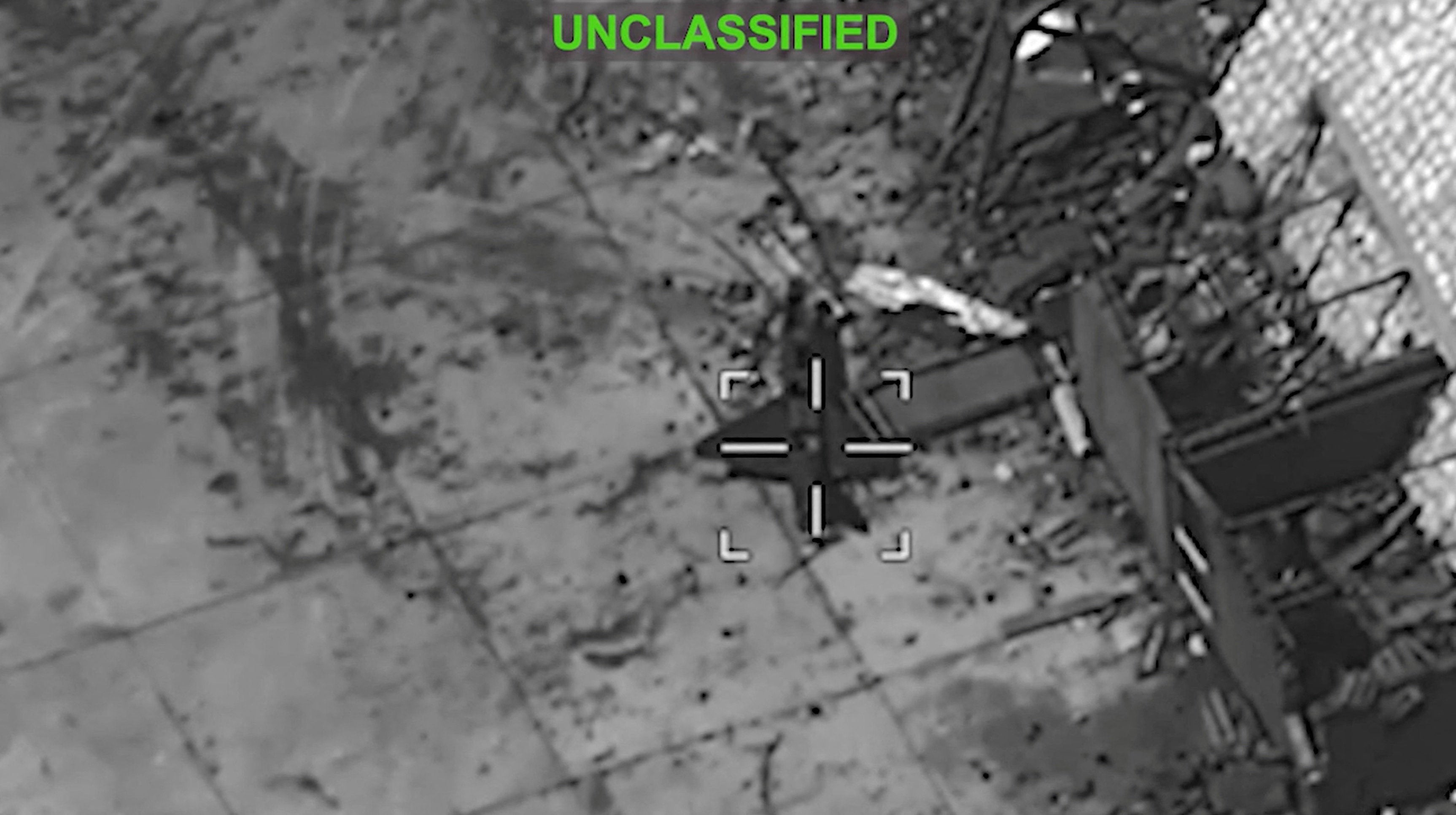 Military equipment targeted at an unknown location, during what U.S. Central Command (CENTCOM) says are strikes on Iran, in this screengrab taken from a handout video released on July 20, 2026