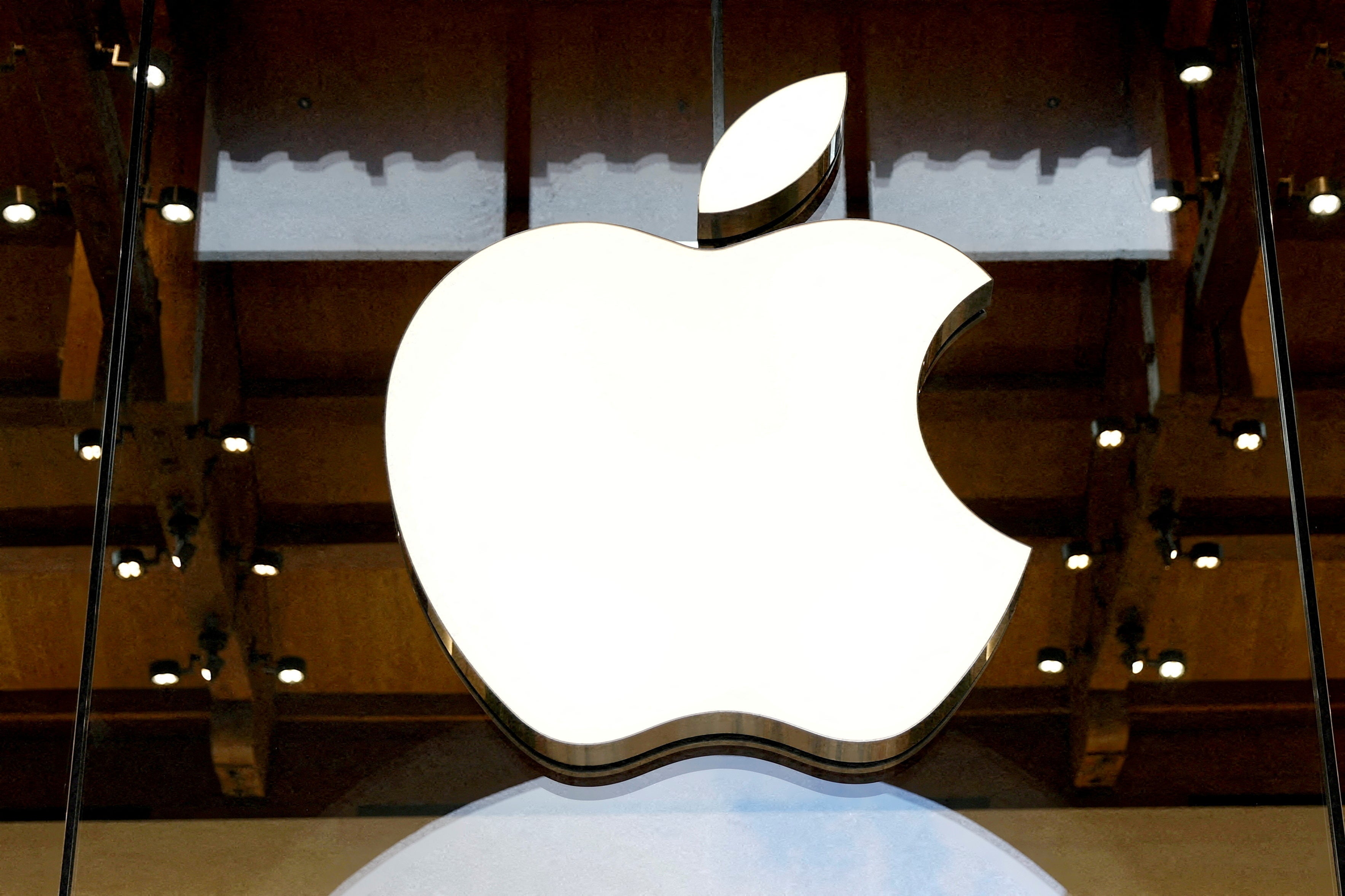 View of an Apple logo at an Apple store in Paris, France, April 23, 2025