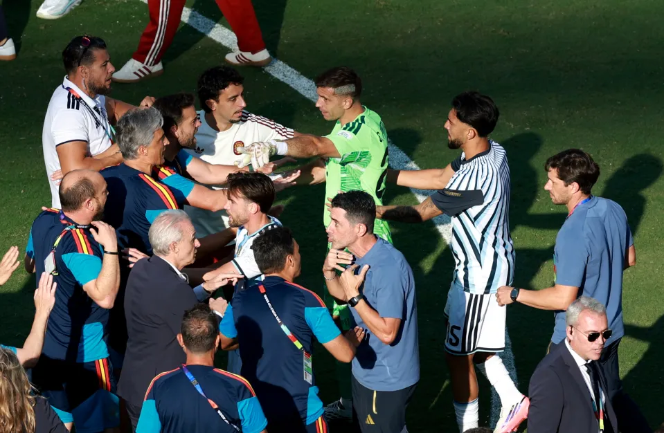 Argentinian players allowed their frustrations to boil over at full-time