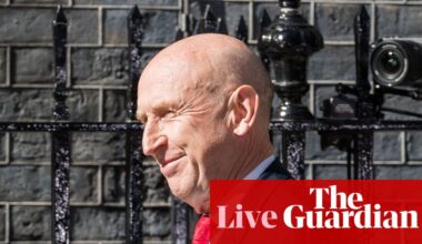Defence stocks rally as John Healey appointed chancellor; UK borrows less than expected in June – business live | Business