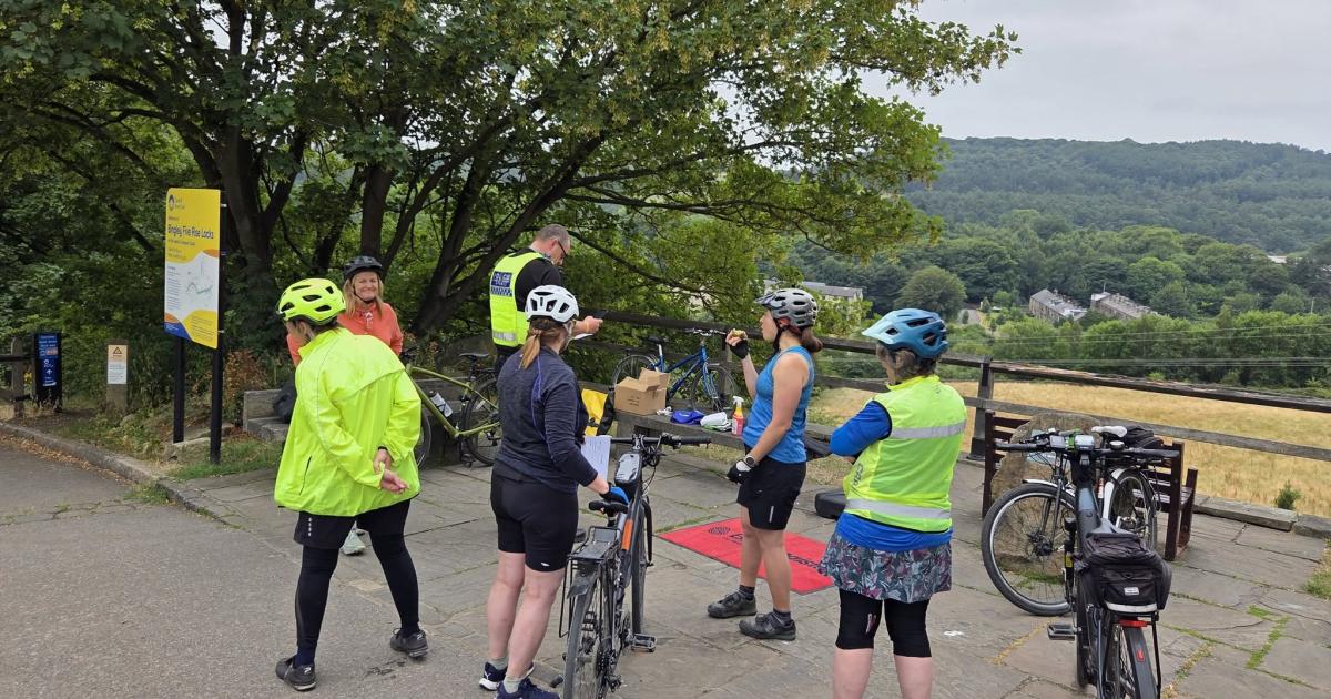 Bingley Belles and Edinburgh-to-Italy cyclists at event