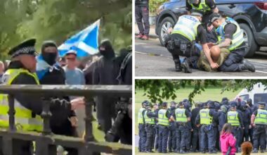 Far-right group throws bottles at police in Glasgow clash