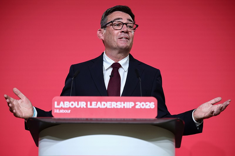 Andy Burnham speaks after being confirmed as the Labour Party's new leader and the country's next prime minister, during 'Labour's Special Conference' in central London, Friday July 17, 2026. (Henry Nicholls/Pool Photo via AP)