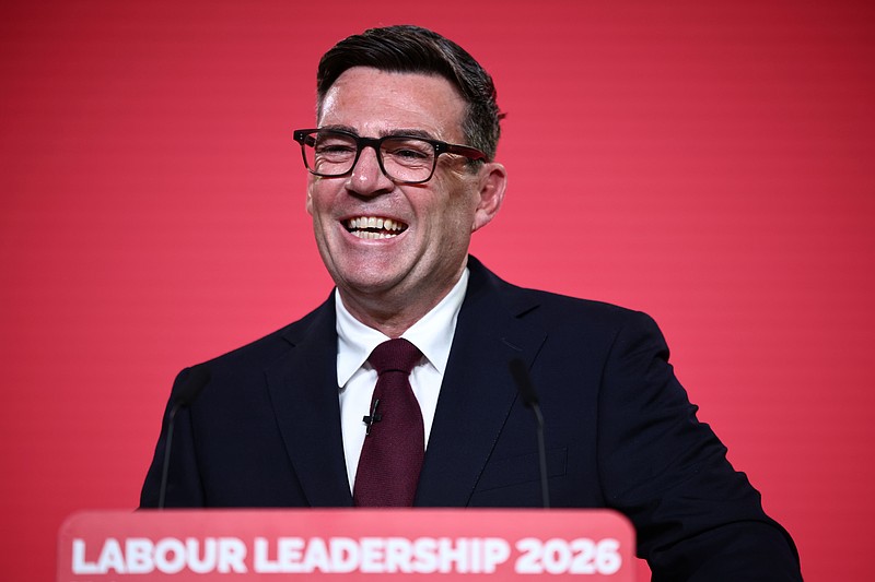 Andy Burnham speaks after being confirmed as the Labour Party's new leader and the country's next prime minister, during 'Labour's Special Conference' in central London, Friday July 17, 2026. (Henry Nicholls/Pool Photo via AP)