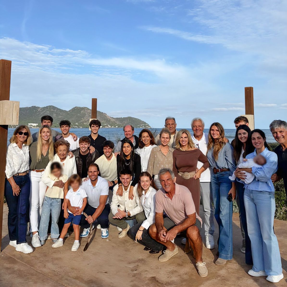 Rafael Nadal and his family in Mallorca, including his two sons, Rafael and Miguel
