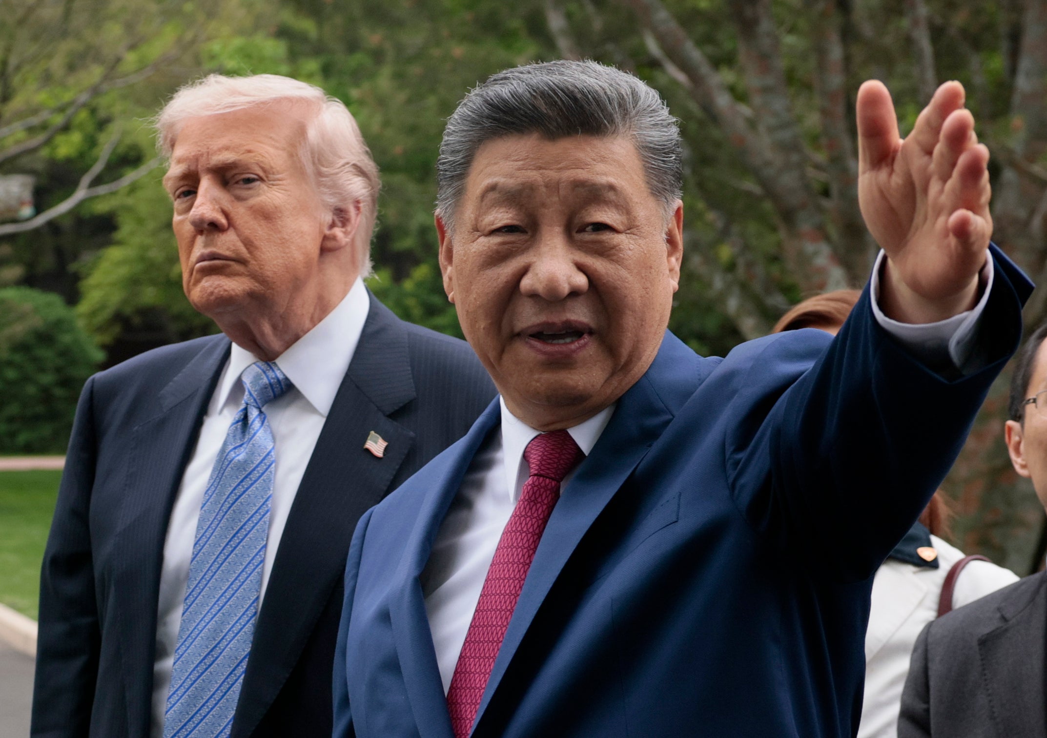 US president Donald Trump and Chinese president Xi Jinping tour Zhongnanhai Garden on May 15, 2026 in Beijing, China
