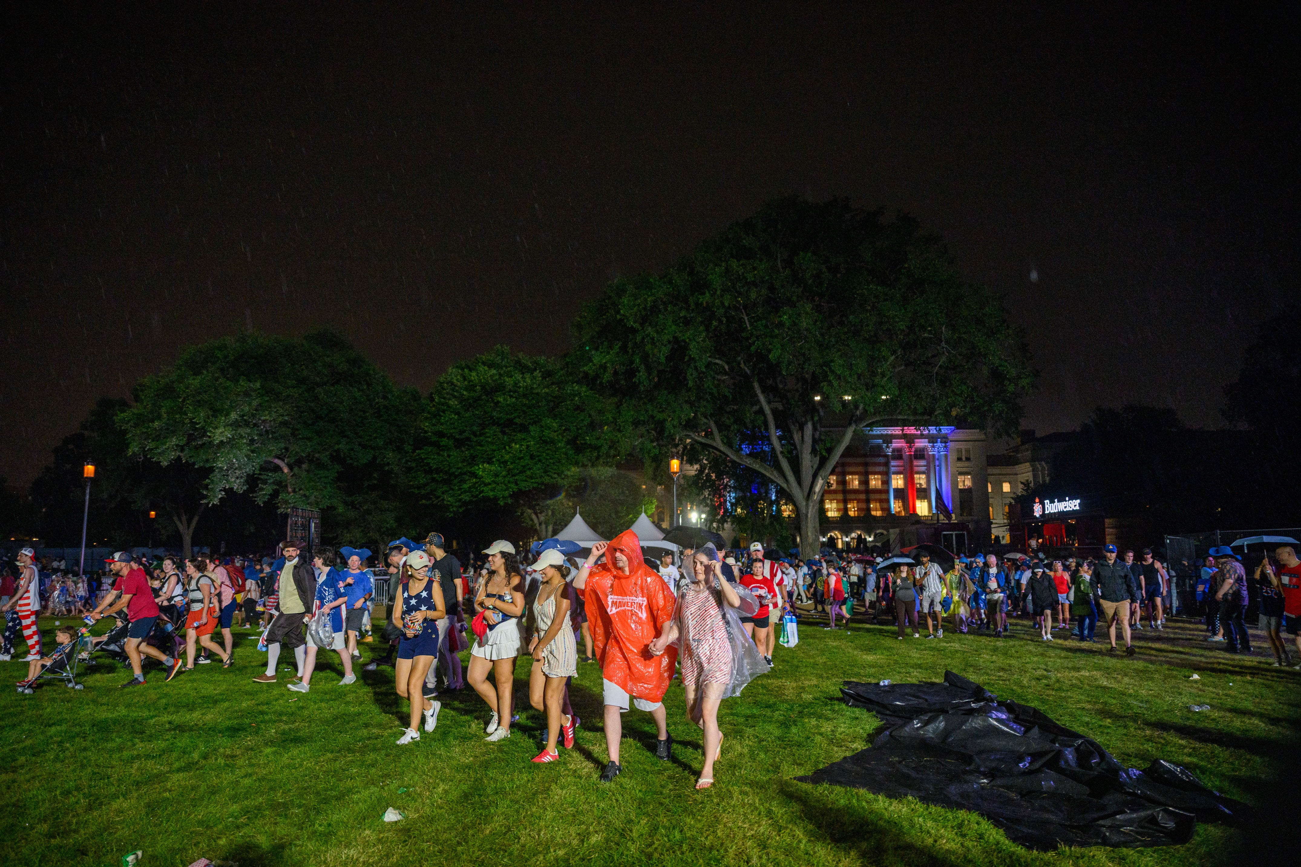 Severe rainstorms prompted President Donald Trump to evacuate the Great American State Fair, being held on the National Mall to celebrate the country’s 250th birthday