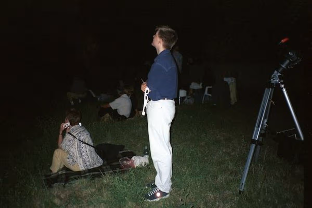 Spectators viewing the solar eclipse