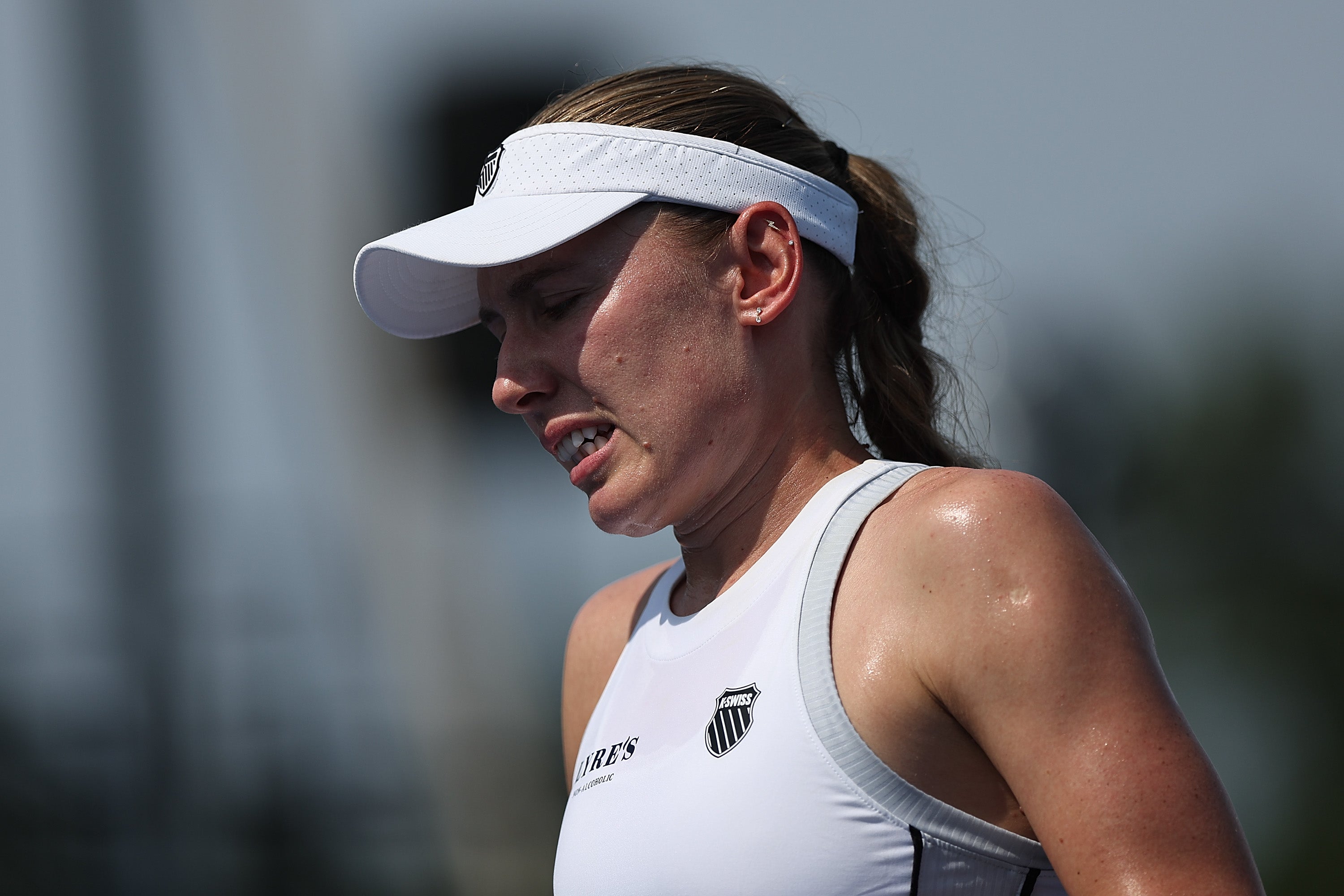 Alexandrova visibly struggled in the closing stages of her first-round match