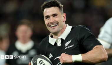 New Zealand Will Jordan in action during his side's win against Italy