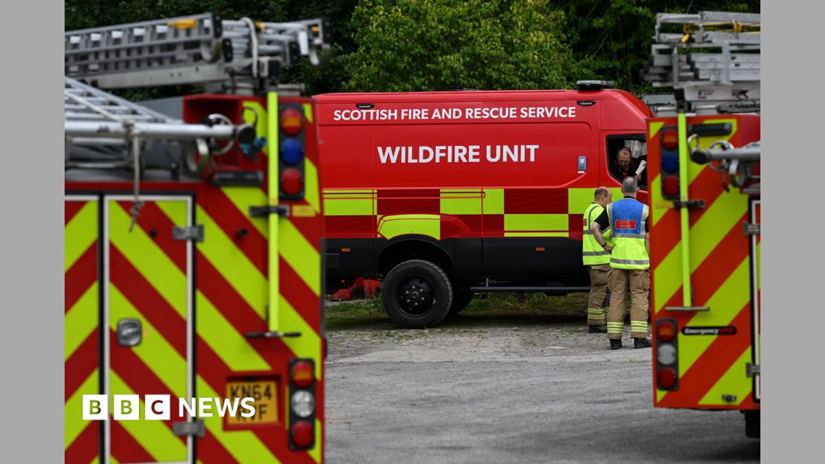 Scottish Fire and Rescue Service firefighters from the Wildfire Unit in Nethy Bridge, close to the wildfire in the Cairngorms National