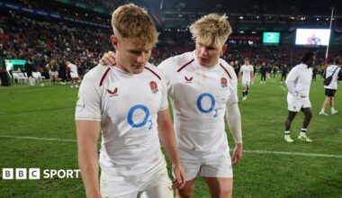 Alex Coles scores for England against South Africa