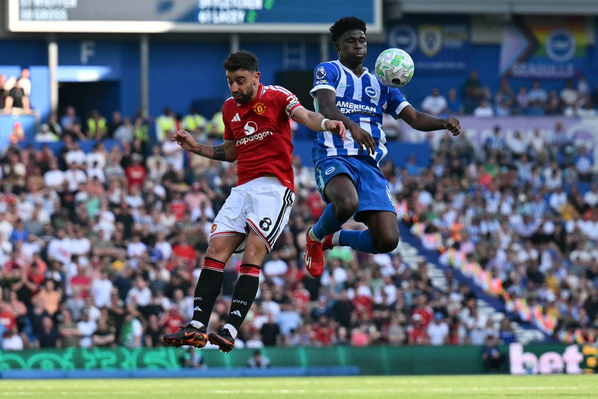 Carlos Baleba in action against Manchester United last season