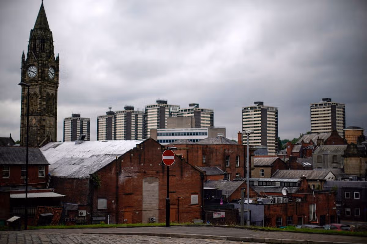 A general view of Rochdale Town hall clock and skyline