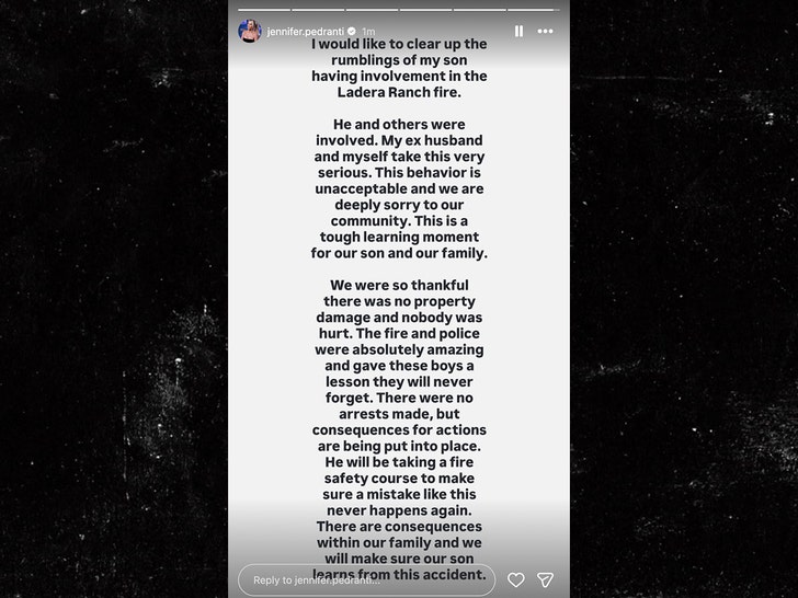 Jennifer Pedranti Fire statement insta 1