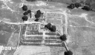 Caerhun or Canovium Roman fort, Conwy; a rebalanced image revealing new details of buried Roman buildings (17 July 2026).