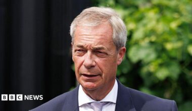 Nigel Farage wearing a suit and tie.