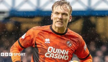 Ashley Maynard-Brewer in action for Dundee United against Rangers
