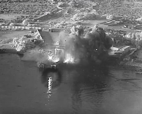 An explosion at Bandar Abbas naval base in Iran as US attack drones hit