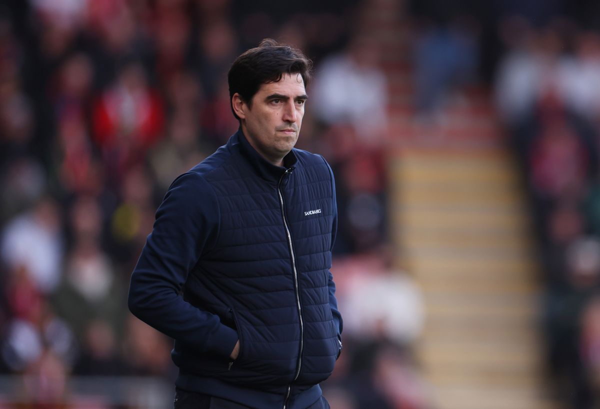 BOURNEMOUTH, ENGLAND - MAY 19: Andoni Iraola the head coach / manager of Bournemouth during the Premier League match between Bournemouth and Manchester City at Vitality Stadium on May 19, 2026 in Bournemouth, England. (Photo by Catherine Ivill - AMA/Getty Images)
