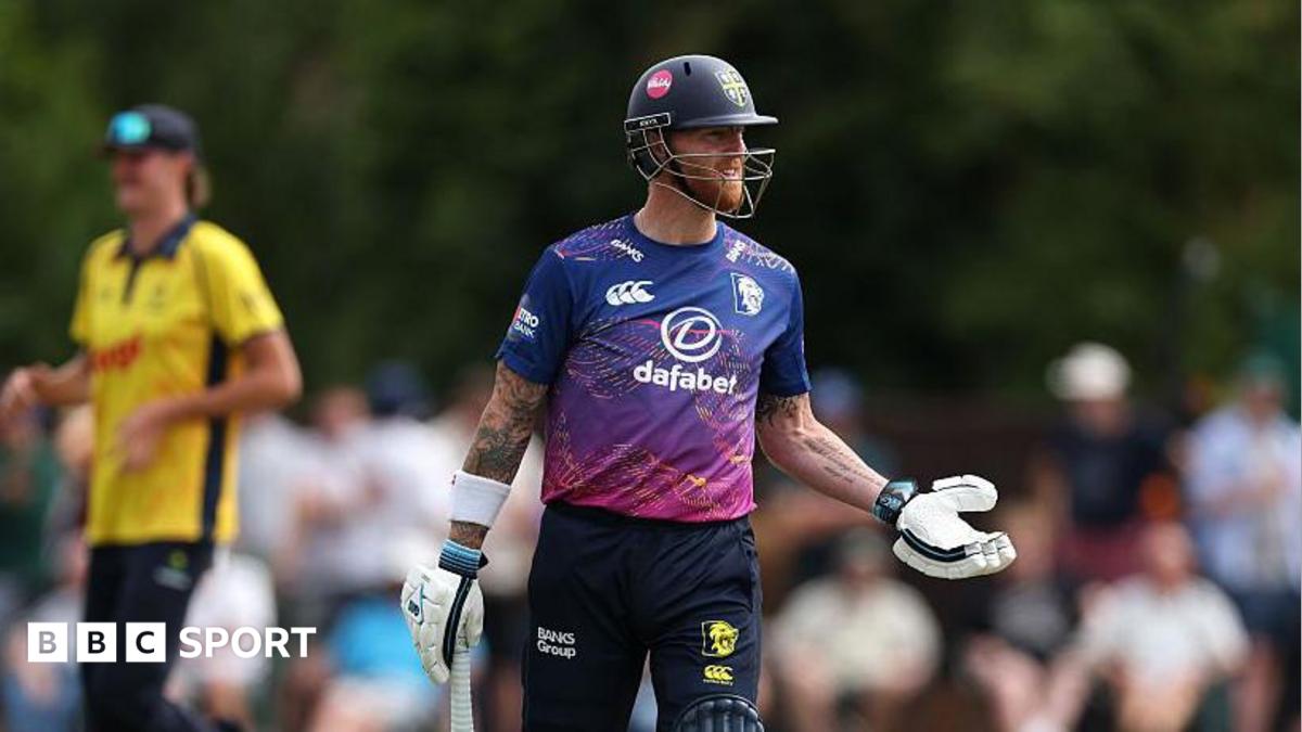 Ben Stokes holds his arms out in frustration after being dismissed.