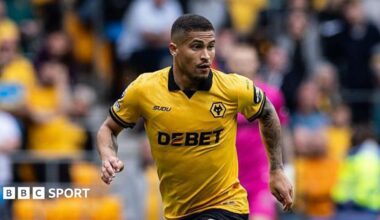 Joao Gomes in action for Wolves during the 2025-26 season