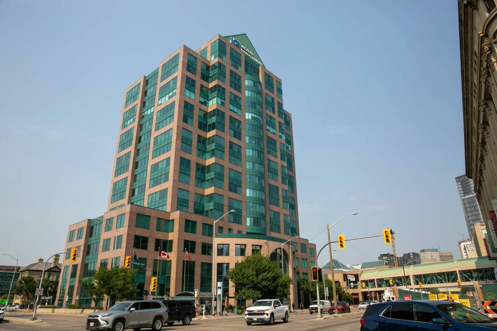 IG Wealth Management is relocating its headquarters from 447 Portage Ave. (above) to 360 Main St. and putting its Portage Avenue building up for sale. (Brook Jones / Free Press)