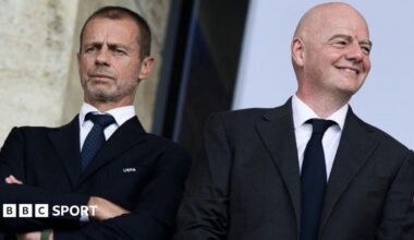 Uefa president Aleksander Ceferin (left) and his Fifa counterpart Gianni Infantino