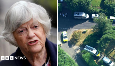 Former British member of Parliament Ann Widdecombe reads out a statement in relation to the murder trial of the late British lawmaker David Amess, following the sentencing of Ali Harbi Ali outside the Old Bailey in London, Britain April 13, 2022