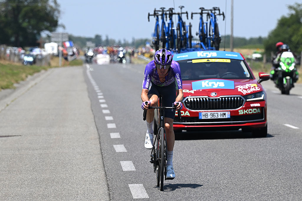 GAVARNIE-GEDRE, FRANCE - JULY 09: Ben O&amp;apos;Connor of Australia and Team Jayco AlUla competes in the breakaway during the 113th Tour de France 2026, Stage 6 a 186.2km stage from Pau to Gavarnie-Gedre 1379m / #UCIWT / on July 09, 2026 in Gavarnie-Gedre, France. (Photo by Dario Belingheri/Getty Images)