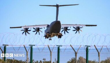 A British military plane landing at RAF Akrotiri