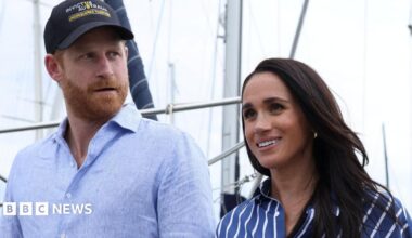 Prince Harry and Meghan, head and shoulders, on a picture from Australia in April 2026
