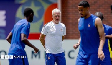 France boss Didier Deschamps and Spain boss Luis de la Fuente at a news conference in Dallas before the World Cup semi-final between the two nations