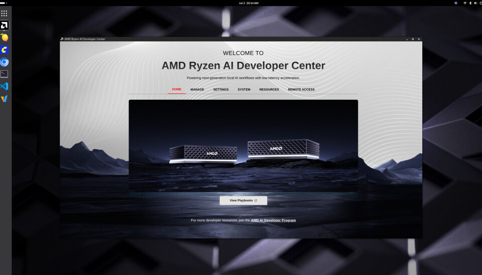 Our review unit shipped with a lightly customized spin of Debian 13. Upon completing setup, we were greeted by AMD's Ryzen AI Developer Center. The application allows you to quickly adjust settings or jump straight into The House of Zen's growing library of playbooks.