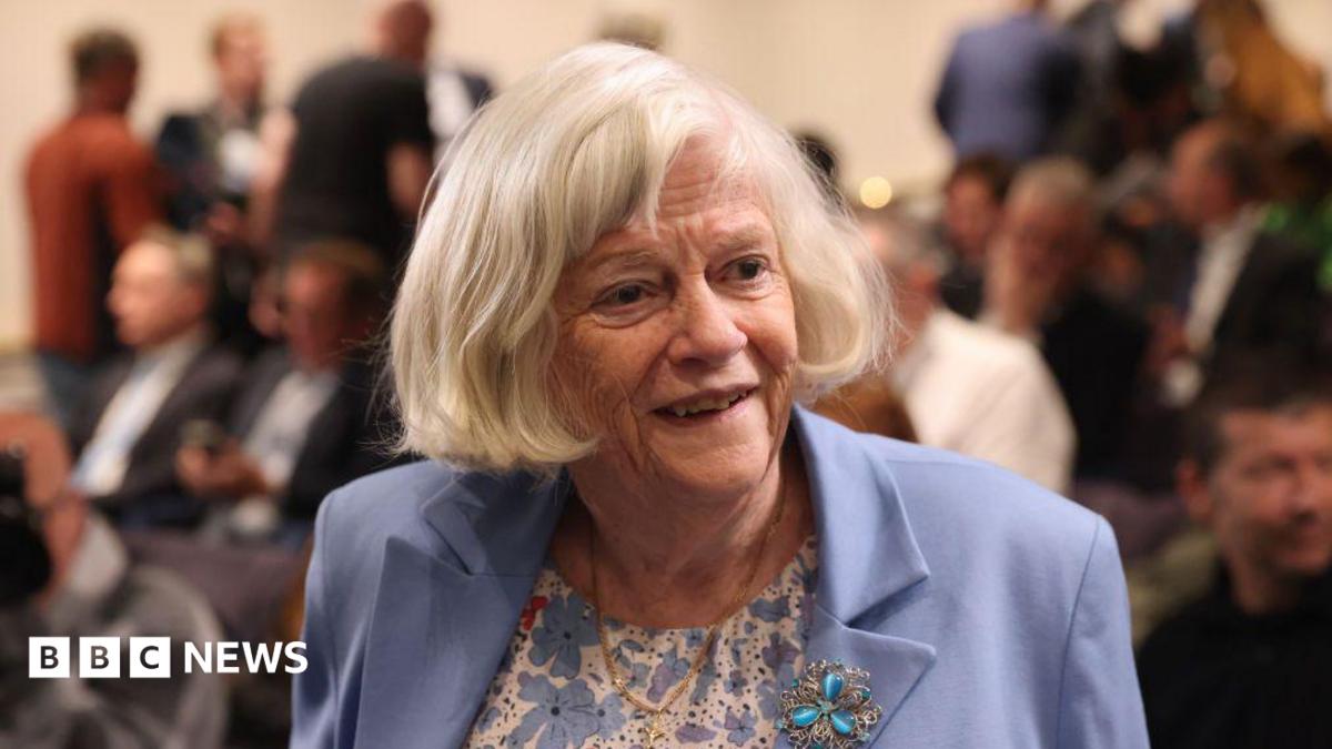 Ann Widdecombe - a grey-haired woman is pictured on a street. She is wearing a purple jacket and top.