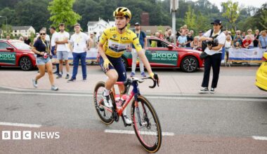 Dutch rider Demi Vollering of SD Worx-Protime before the start of the fourth stage of the Tour de France Femmes, the Tour de France for women, from Valkenburg to Liege, in Valkenburg, the Netherlands, 14 August 2024.