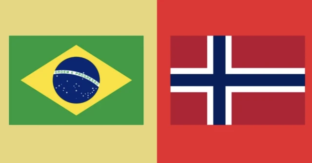 Brazil v Norway flags