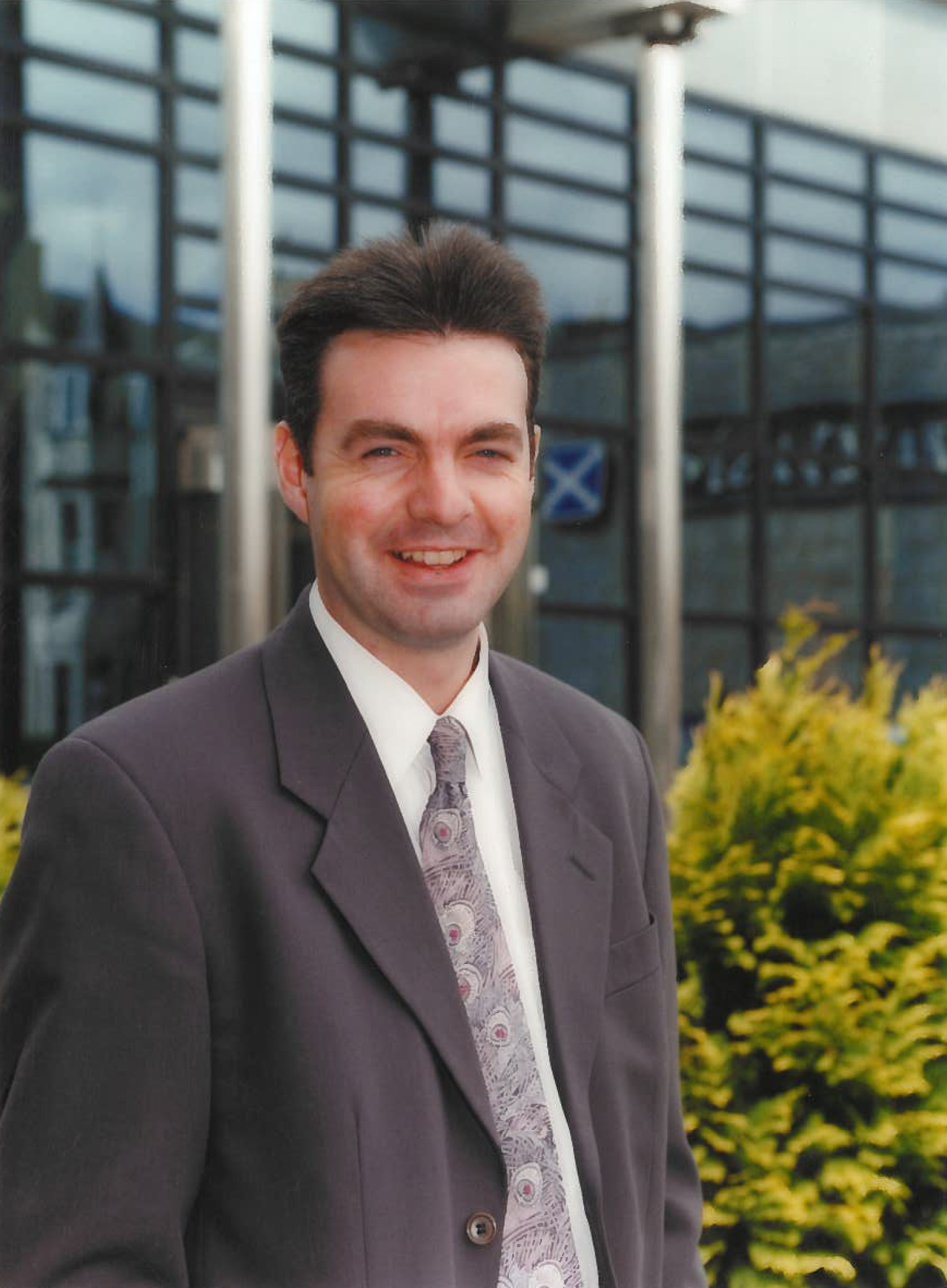 Norman outside Grampian TV HQ in Queen's Cross in Aberdeen.