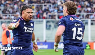Scotland's Sione Tuipulotu (left) and Kyle Rowe