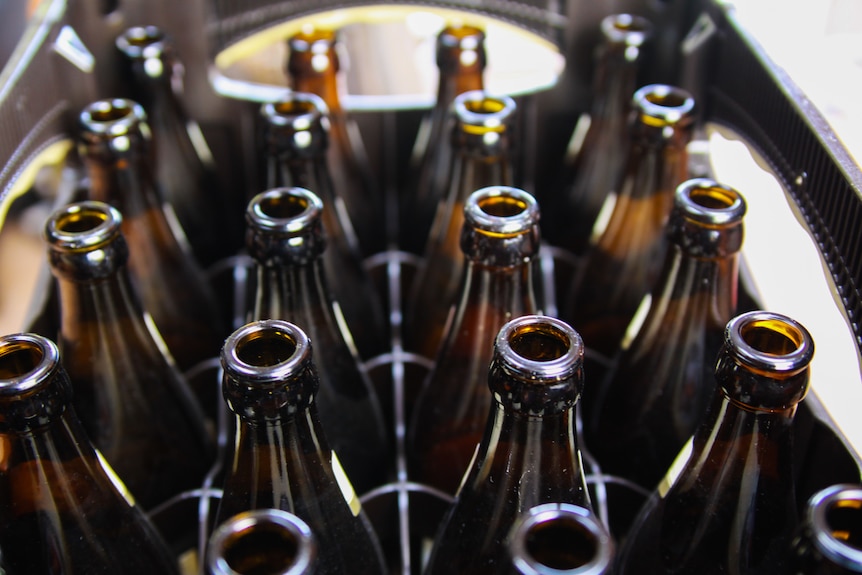 Open bottles inside a small case. 