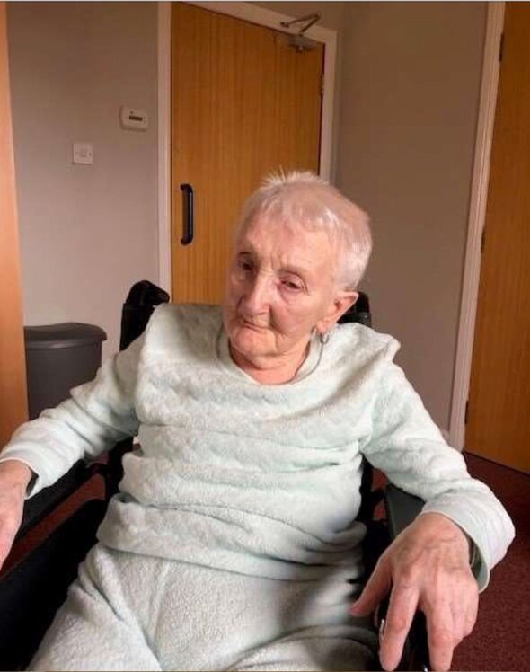 Elizabeth McBride in chair in care home Elizabeth McBride in chair in care home