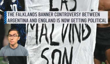 A diplomatic row between Argentina and the United Kingdom has escalated after Argentina players displayed a "The Malvinas are Argentine" banner after defeating England. The British government has backed calls for a FIFA investigation while Argentina's government reaffirmed its sovereignty claim. FIFA has yet to publicly announce an investigation or disciplinary action. #argentina #england #worldcup #banner #falkanislands