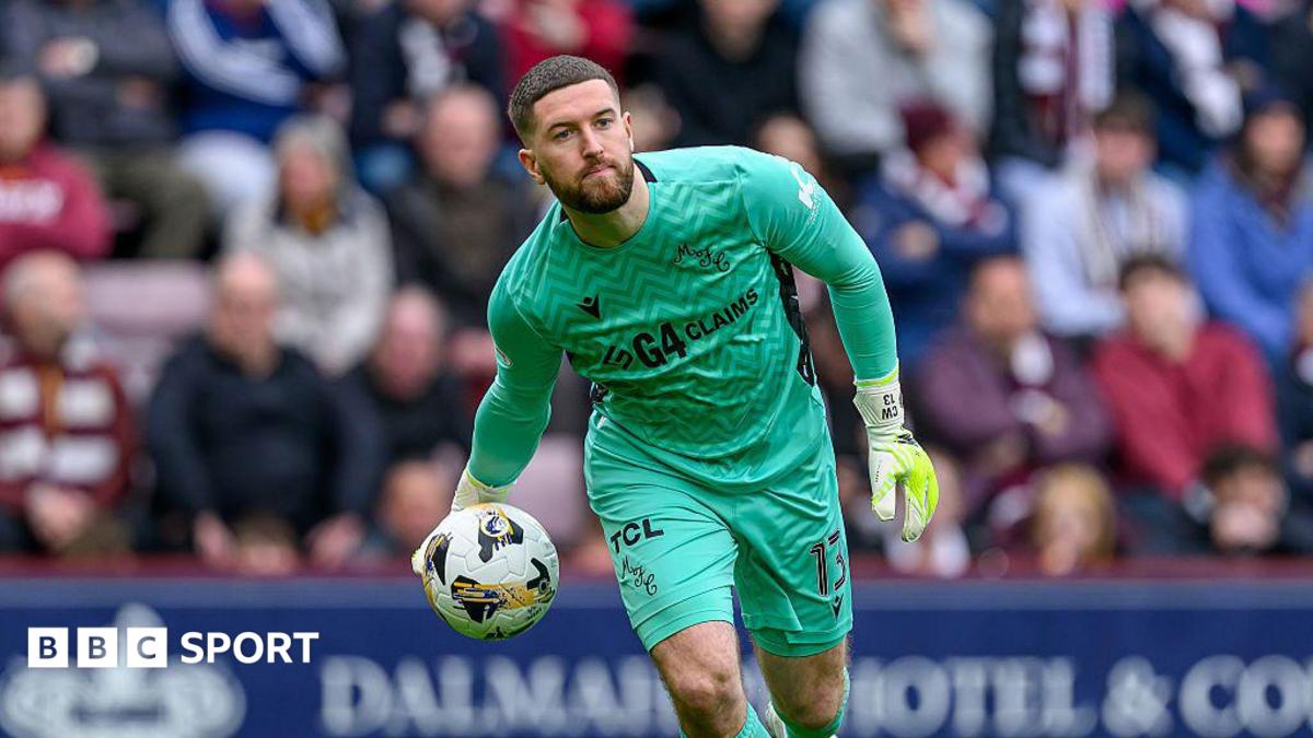 Motherwell goalkeeper Calum Ward rolls the ball out during the Premier League match between Heart of Midlothian and Motherwell at Tynecastle Park on April 11, 2026 in Edinburgh, Scotland.