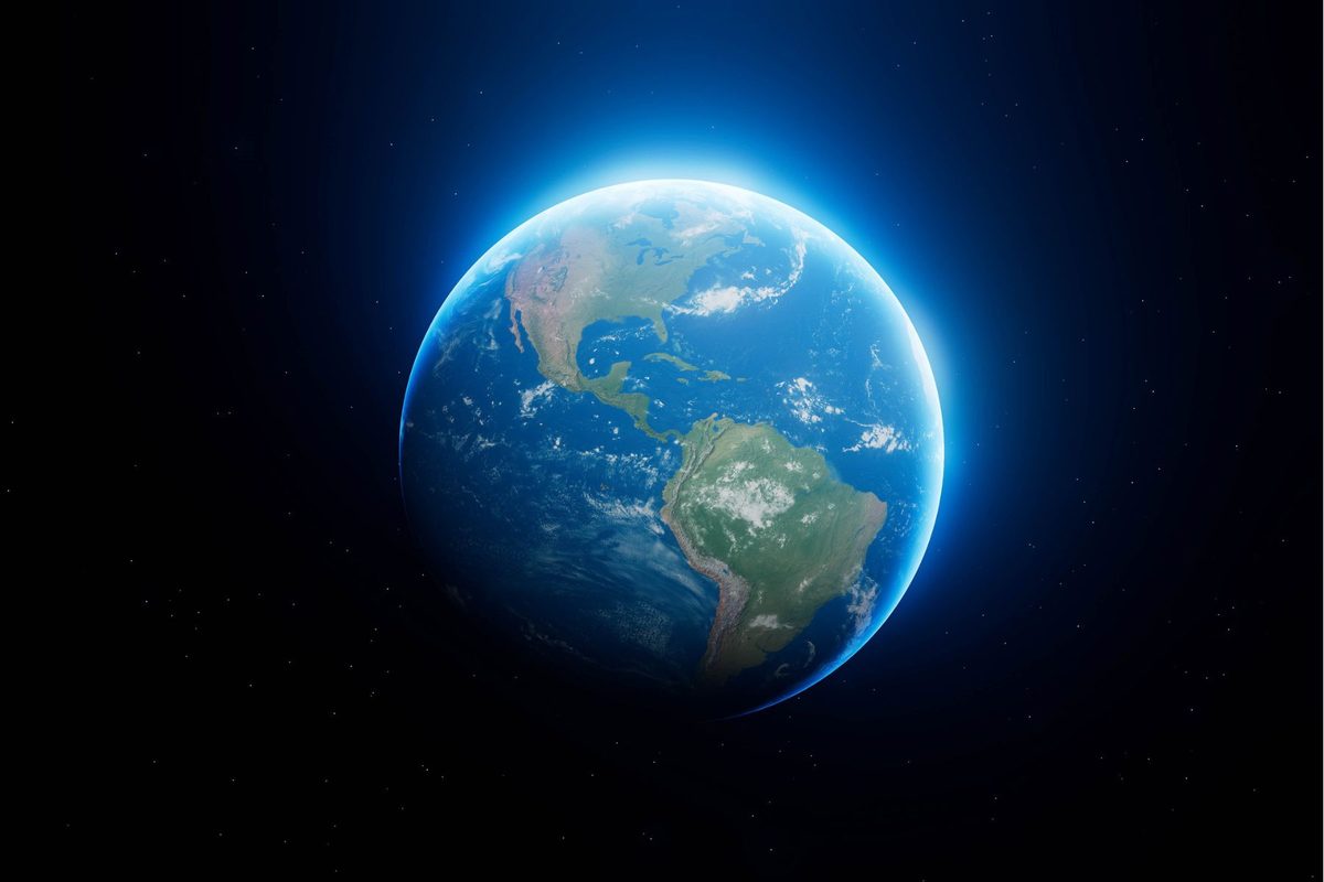 Entire globe in night sky